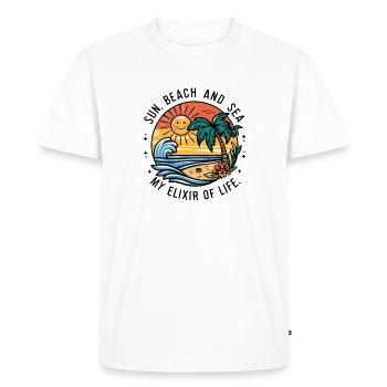 Le soleil, la plage et la mer - mon élixir de vie - T-shirt Premium bio Homme - blanc - Devant - Nico (187cm)
