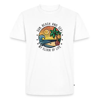 Le soleil, la plage et la mer - mon élixir de vie - T-shirt Premium bio Homme - blanc - Devant - Nico (187cm)