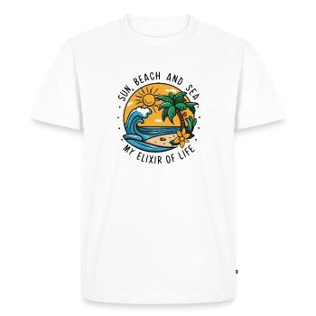 Le soleil, la plage et la mer - mon élixir de vie - T-shirt Premium bio Homme - blanc - Devant - Nico (187cm)