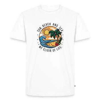 Le soleil, la plage et la mer - mon élixir de vie - T-shirt Premium bio Homme - blanc - Devant - Nico (187cm)
