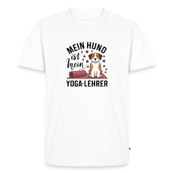 My dog is my yoga teacher - Men's Premium Organic T-Shirt - white - Front - Nico (187cm)