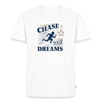 Pursue your dreams - Men's Premium Organic T-Shirt - white - Front - Nico (187cm)
