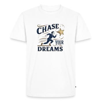 Pursue your dreams - Men's Premium Organic T-Shirt - white - Front - Nico (187cm)