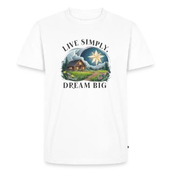 Live simply, dream big - Men's Premium Organic T-Shirt - white - Front - Nico (187cm)