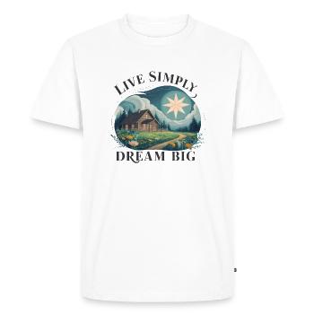 Live simply, dream big - Men's Premium Organic T-Shirt - white - Front - Nico (187cm)