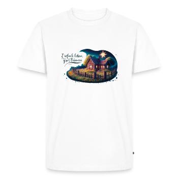 Live simply, dream big - Men's Premium Organic T-Shirt - white - Front - Nico (187cm)
