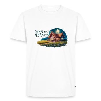 Live simply, dream big - Men's Premium Organic T-Shirt - white - Front - Nico (187cm)