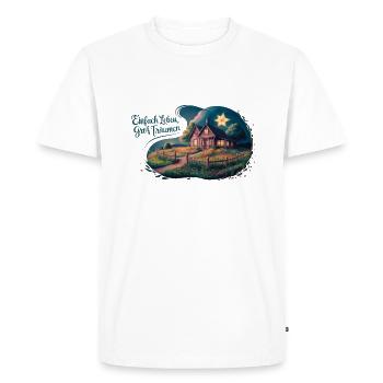 Live simply, dream big - Men's Premium Organic T-Shirt - white - Front - Nico (187cm)