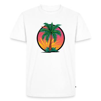 Palmier tropical au coucher du soleil – motif de vacances - T-shirt Premium bio Homme - blanc - Devant - Nico (187cm)