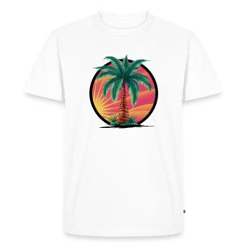 Palmier tropical au coucher du soleil – motif de vacances - T-shirt Premium bio Homme - blanc - Devant - Nico (187cm)