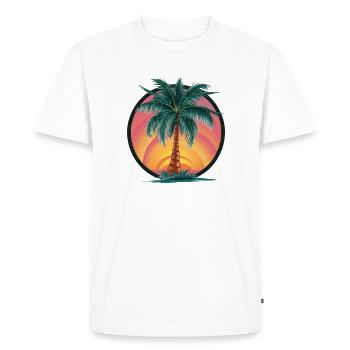 Palmier tropical au coucher du soleil – motif de vacances - T-shirt Premium bio Homme - blanc - Devant - Nico (187cm)