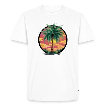 Palmier tropical au coucher du soleil – motif de vacances - T-shirt Premium bio Homme - blanc - Devant - Nico (187cm)