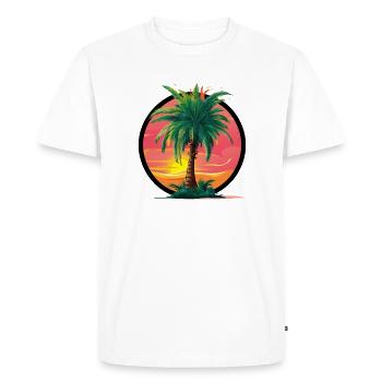 Palmier tropical au coucher du soleil – motif de vacances - T-shirt Premium bio Homme - blanc - Devant - Nico (187cm)