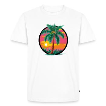Palmier tropical au coucher du soleil – motif de vacances - T-shirt Premium bio Homme - blanc - Devant - Nico (187cm)