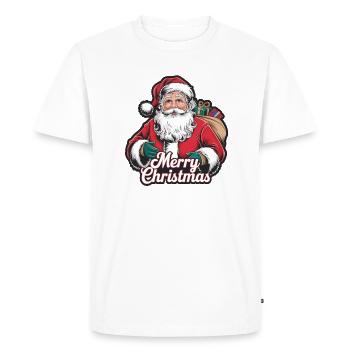 Père Noël – Joyeux Noël Illustration - T-shirt Premium bio Homme - blanc - Devant - Nico (187cm)