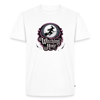 Sorcière à la pleine lune – L’heure des sorcières - T-shirt Premium bio Homme - blanc - Devant - Nico (187cm)