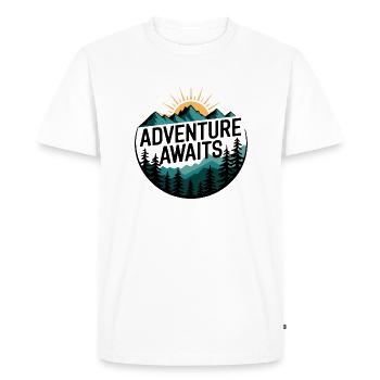 L’aventure vous attend – Panorama de montagne - T-shirt Premium bio Homme - blanc - Devant - Nico (187cm)