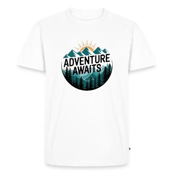 L’aventure vous attend – Panorama de montagne - T-shirt Premium bio Homme - blanc - Devant - Nico (187cm)
