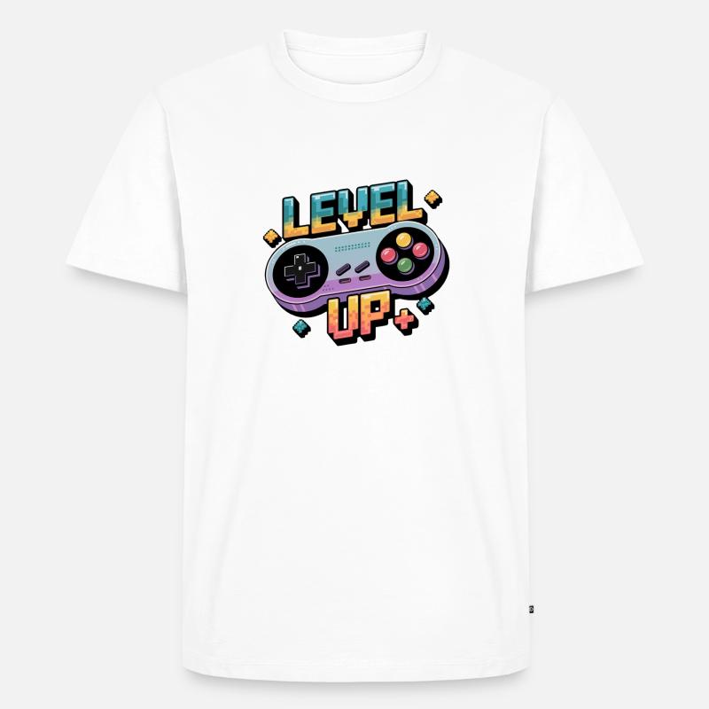 Level Up – Gaming Controller - Männer Premium Bio T-Shirt - Weiß