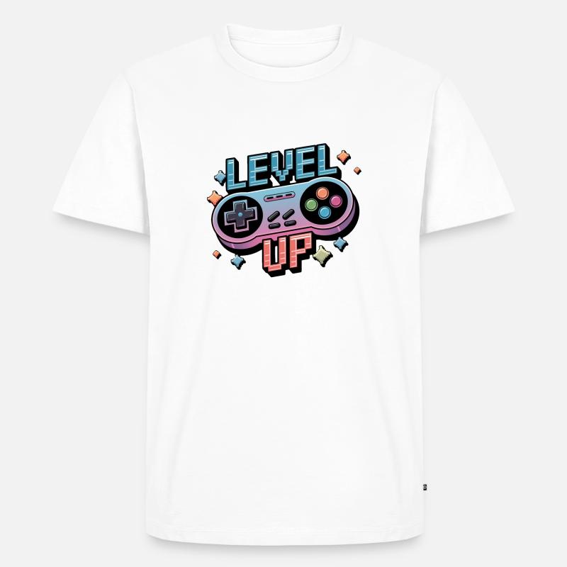 Level Up – Gaming Controller - Männer Premium Bio T-Shirt - Weiß