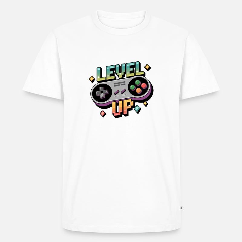 Level Up – Gaming Controller - Männer Premium Bio T-Shirt - Weiß