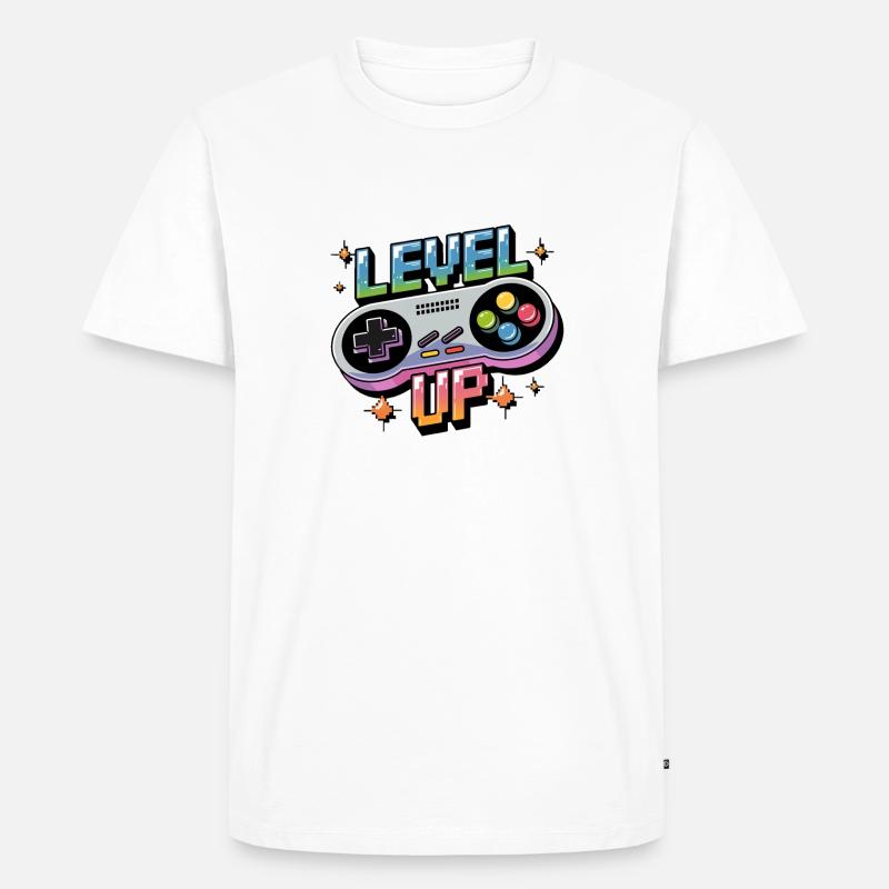 Level Up – Gaming Controller - Männer Premium Bio T-Shirt - Weiß
