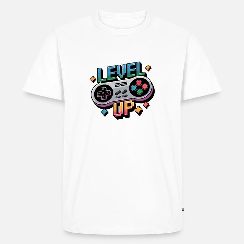 Level Up – Gaming Controller - Männer Premium Bio T-Shirt - Weiß