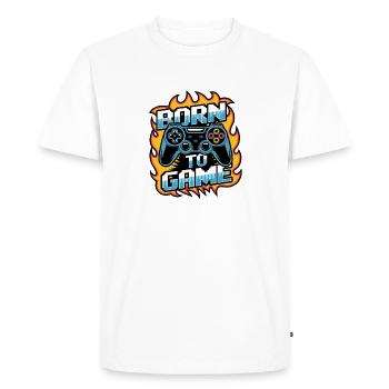 Born to Game – Gaming Controller - Men's Premium Organic T-Shirt - white - Front - Nico (187cm)