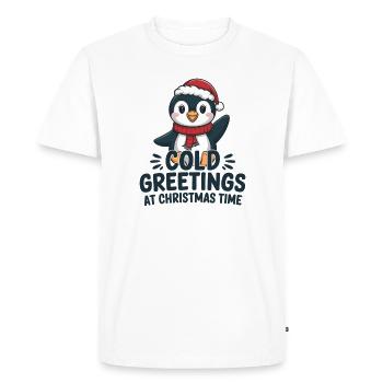 Salutations sympas au moment de Noël – Penguin - T-shirt Premium bio Homme - blanc - Devant - Nico (187cm)