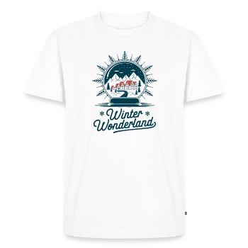 Winter Wonderland – Snow Globe with Village - Men's Premium Organic T-Shirt - white - Front - Nico (187cm)