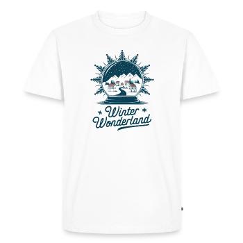 Winter Wonderland – Snow Globe with Village - Men's Premium Organic T-Shirt - white - Front - Nico (187cm)