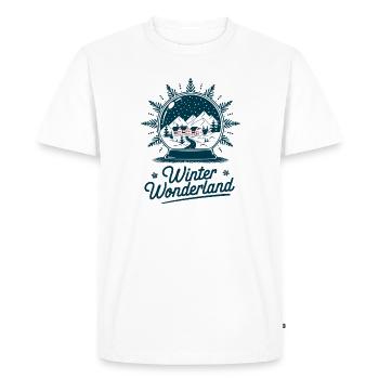 Winter Wonderland – Snow Globe with Village - Men's Premium Organic T-Shirt - white - Front - Nico (187cm)