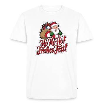 Père Noël – Ho Ho Ho ! Joyeux Noël - T-shirt Premium bio Homme - blanc - Devant - Nico (187cm)