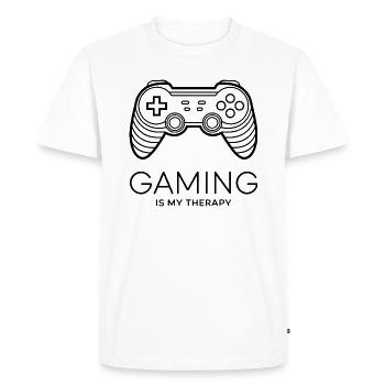 Gaming is my Therapy – Minimalist Controller - Men's Premium Organic T-Shirt - white - Front - Nico (187cm)