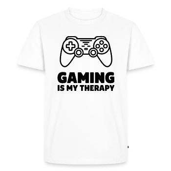 Gaming is my Therapy – Minimalist Controller - Men's Premium Organic T-Shirt - white - Front - Nico (187cm)