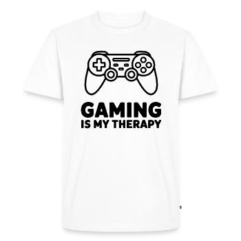 Gaming is my Therapy – Minimalist Controller - Men's Premium Organic T-Shirt - white - Front - Nico (187cm)