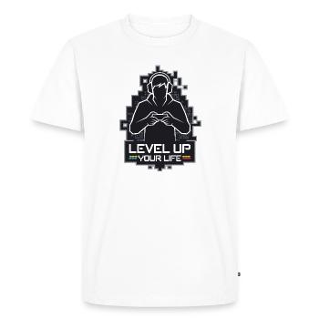 Level Up Your Life Gamer Silhouette - Men's Premium Organic T-Shirt - white - Front - Nico (187cm)