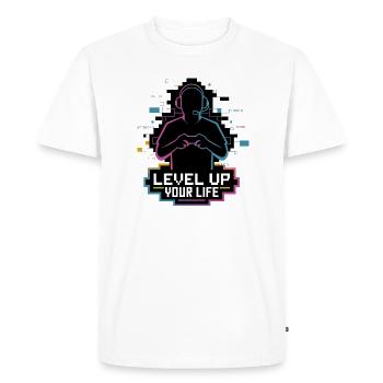 Level Up Your Life Gamer Silhouette - Men's Premium Organic T-Shirt - white - Front - Nico (187cm)