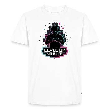Level Up Your Life Gamer Silhouette - Men's Premium Organic T-Shirt - white - Front - Nico (187cm)