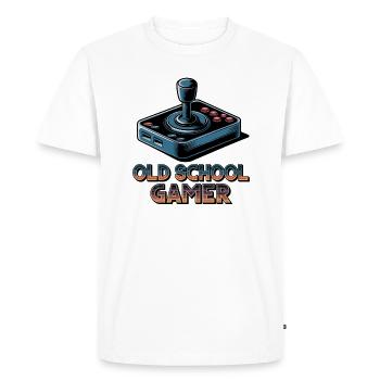Old School Gamer – Joystick rétro - T-shirt Premium bio Homme - blanc - Devant - Nico (187cm)