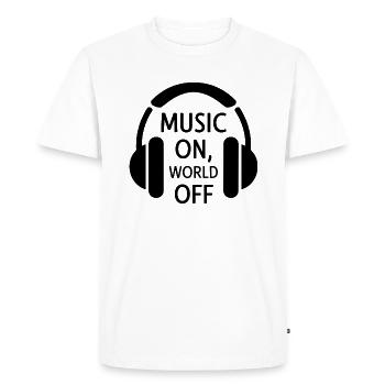 Music On, World Off – Minimalist Headphones - Men's Premium Organic T-Shirt - white - Front - Nico (187cm)