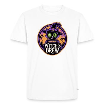 Breuvage de la sorcière – Chat sorcière mystique - T-shirt Premium bio Homme - blanc - Devant - Nico (187cm)