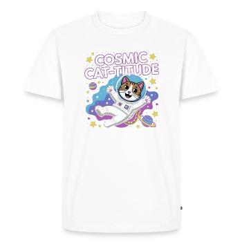 Cosmic Cat-titude – Intergalactic Cat Power - Men's Premium Organic T-Shirt - white - Front - Nico (187cm)