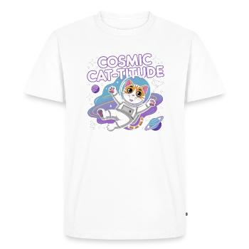 Cosmic Cat-titude – Intergalactic Cat Power - Men's Premium Organic T-Shirt - white - Front - Nico (187cm)