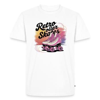 Retro Roller Skates – 80s Vibes - Men's Premium Organic T-Shirt - white - Front - Nico (187cm)