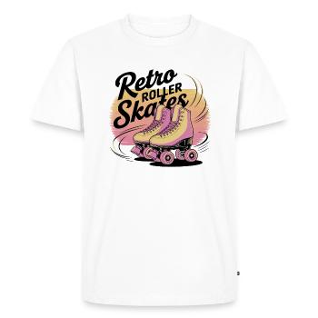 Retro Roller Skates – 80s Vibes - Men's Premium Organic T-Shirt - white - Front - Nico (187cm)