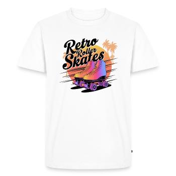 Retro Roller Skates – 80s Vibes - Men's Premium Organic T-Shirt - white - Front - Nico (187cm)