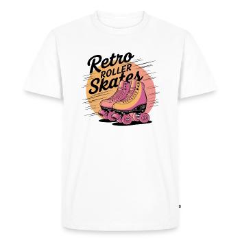 Retro Roller Skates – 80s Vibes - Men's Premium Organic T-Shirt - white - Front - Nico (187cm)