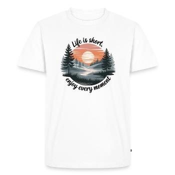 Life Is Short – Enjoy Every Moment - Men's Premium Organic T-Shirt - white - Front - Nico (187cm)