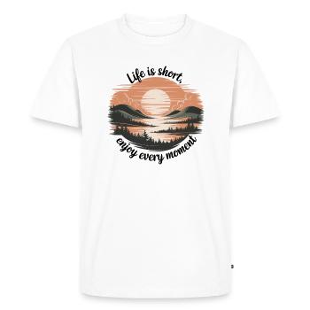 Life Is Short – Enjoy Every Moment - Men's Premium Organic T-Shirt - white - Front - Nico (187cm)
